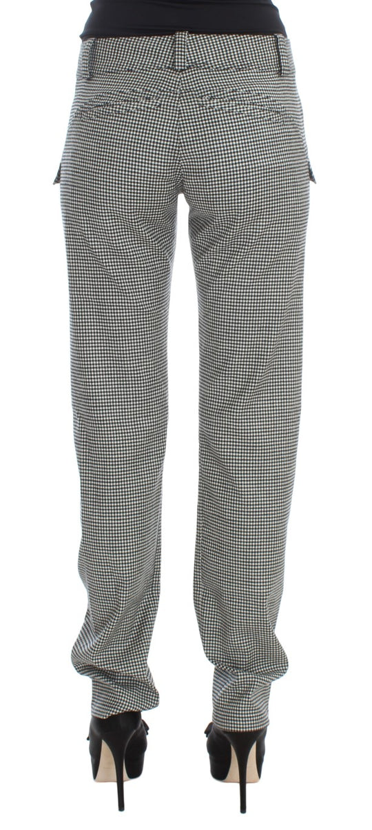 Ermanno Scervino Schwarz-weiß karierte Baumwoll-Luxus-Hose