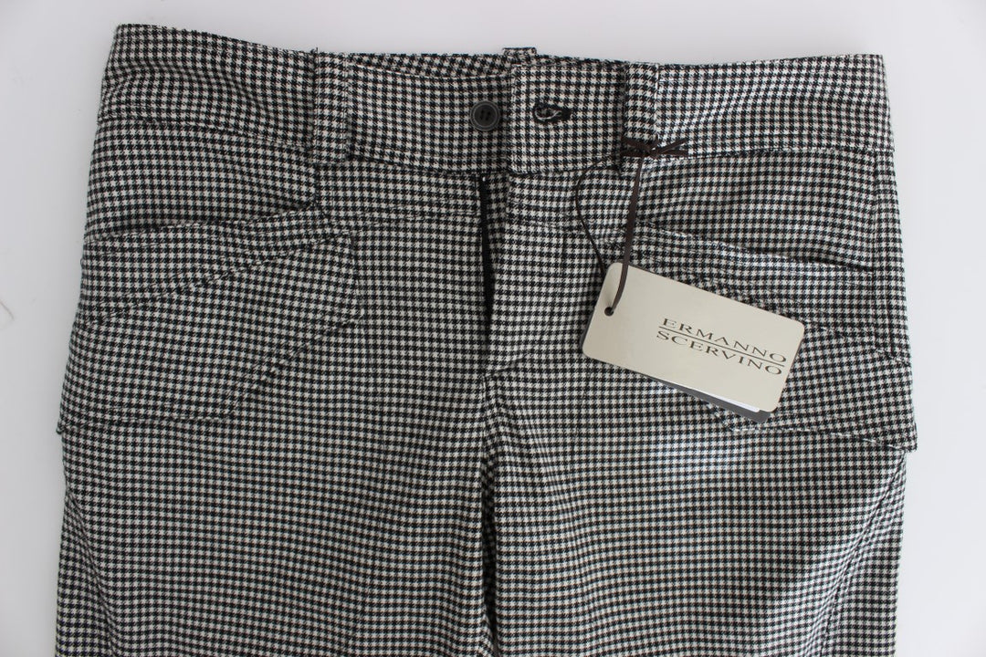 Ermanno Scervino Schwarz-weiß karierte Baumwoll-Luxus-Hose