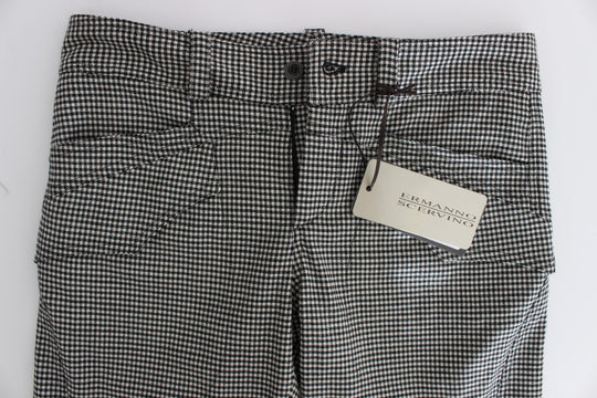 Ermanno Scervino Schwarz-weiß karierte Baumwoll-Luxus-Hose
