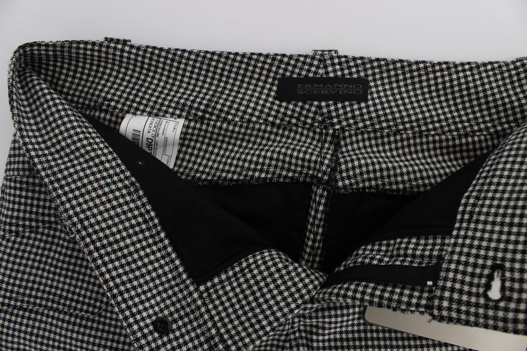 Ermanno Scervino Schwarz-weiß karierte Baumwoll-Luxus-Hose