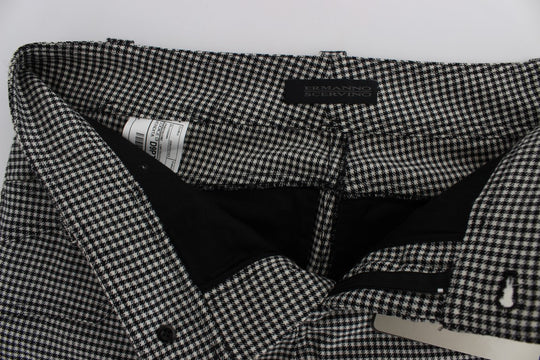 Ermanno Scervino Schwarz-weiß karierte Baumwoll-Luxus-Hose