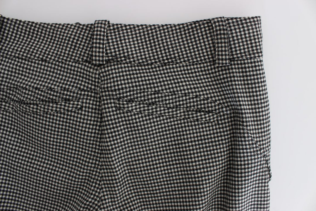Ermanno Scervino Schwarz-weiß karierte Baumwoll-Luxus-Hose