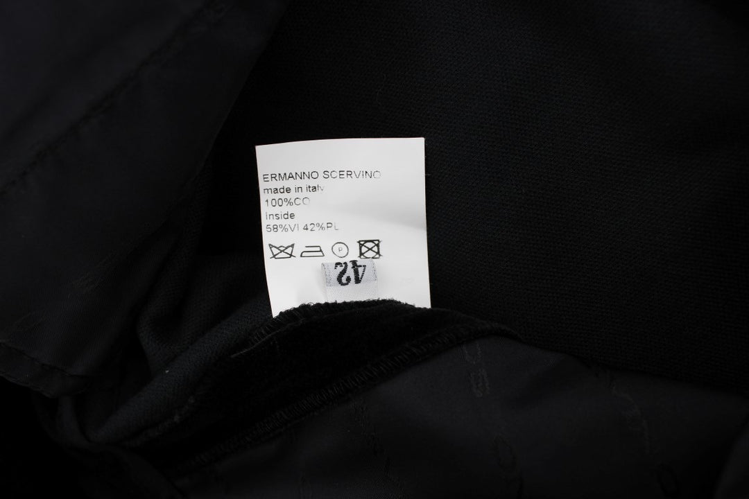 Ermanno Scervino Schwarze Samt-Baumwoll-Hose mit geraden Beinen