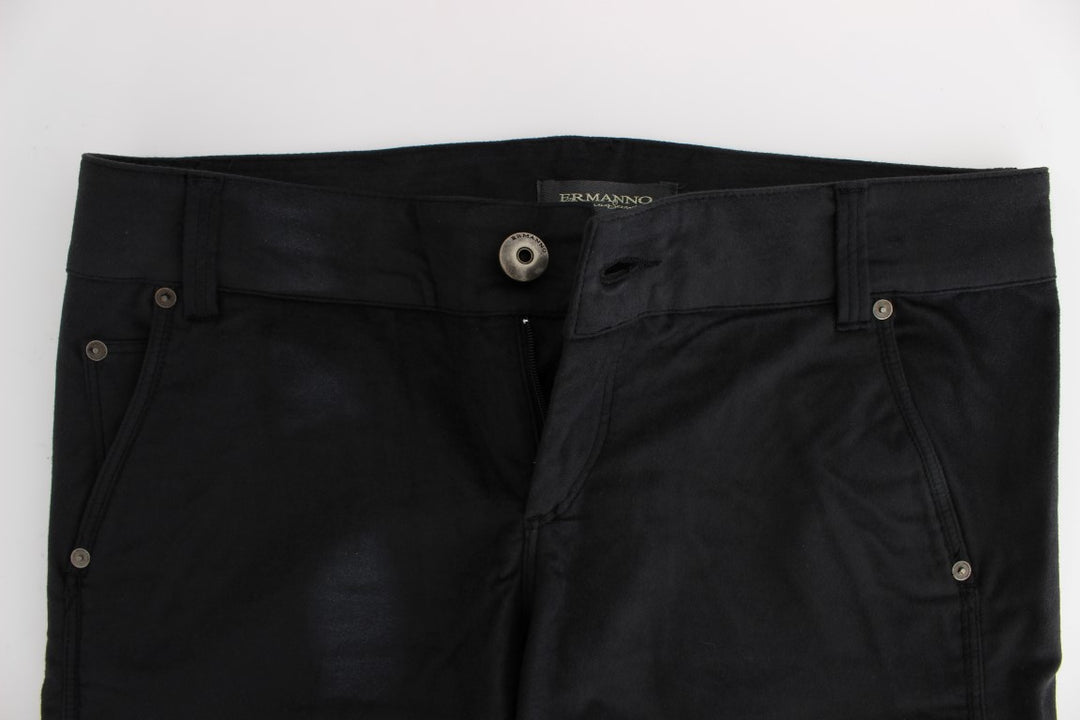 Ermanno Scervino Schwarze Baumwollmischung Regular Fit Hose