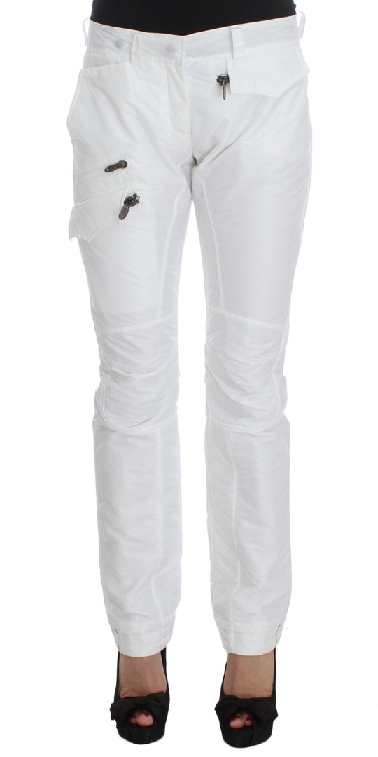 Ermanno Scervino Weiße Nylon gepolsterte Slim Fit Cargohose
