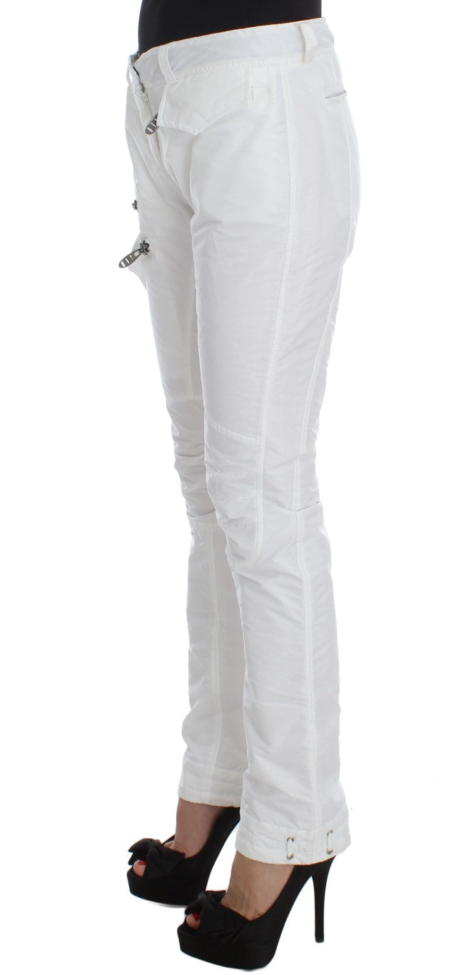 Ermanno Scervino Weiße Nylon gepolsterte Slim Fit Cargohose