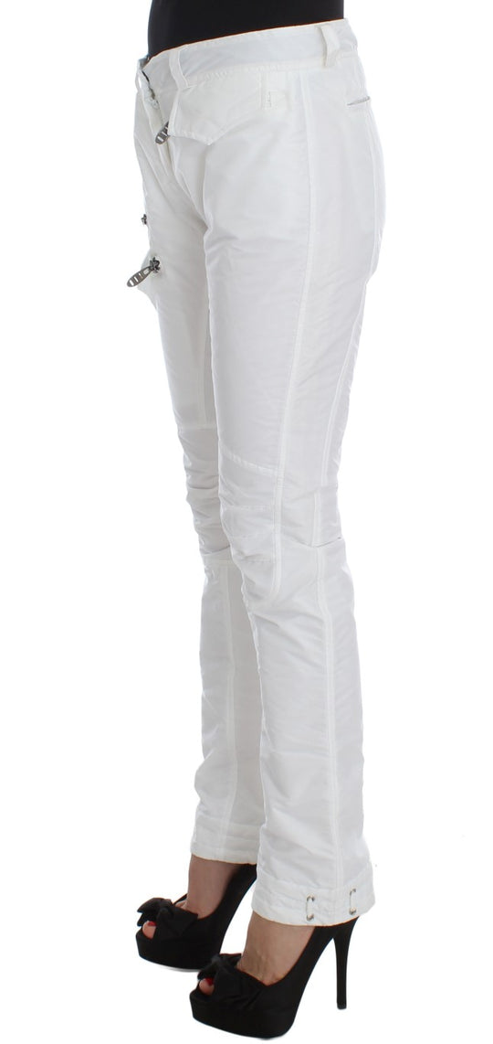 Ermanno Scervino Weiße Nylon gepolsterte Slim Fit Cargohose