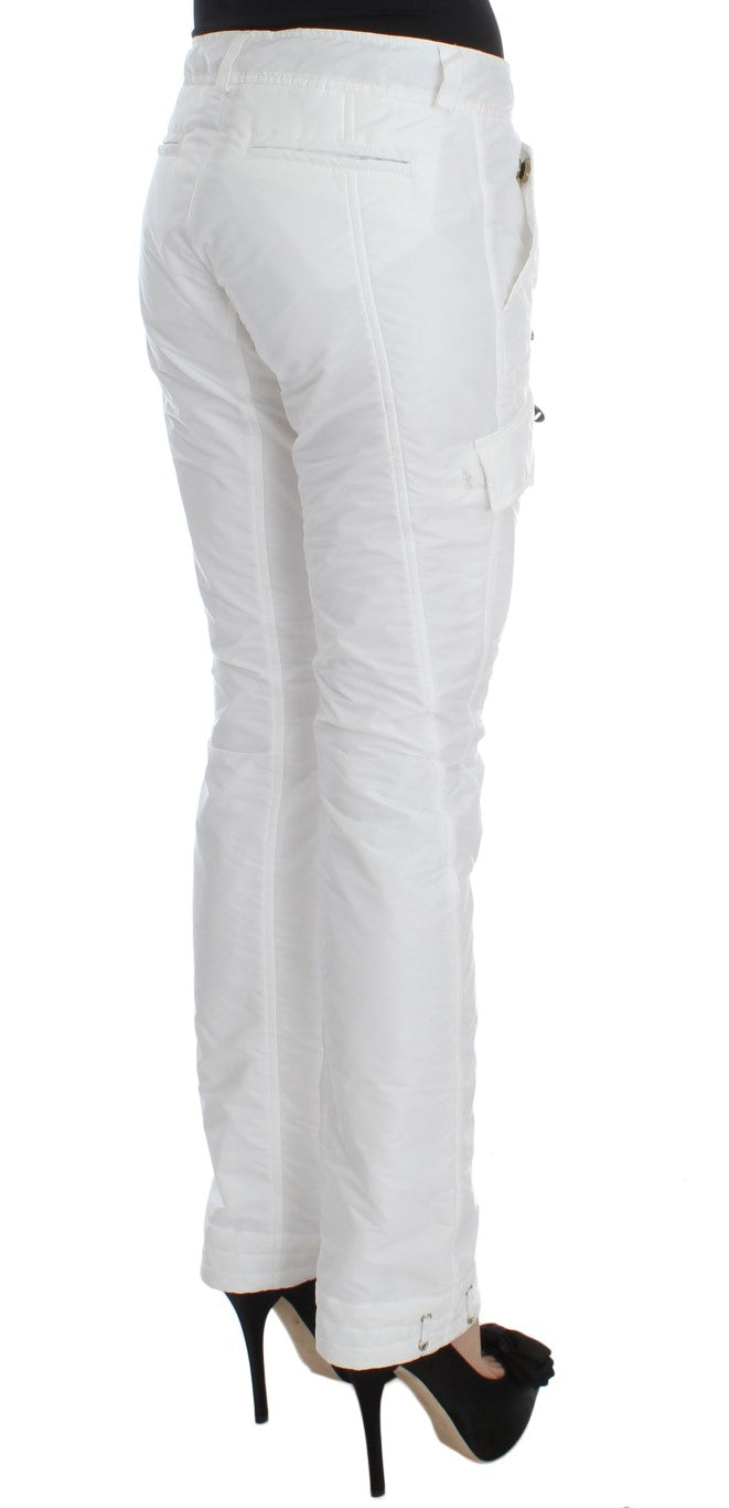 Ermanno Scervino Weiße Nylon gepolsterte Slim Fit Cargohose