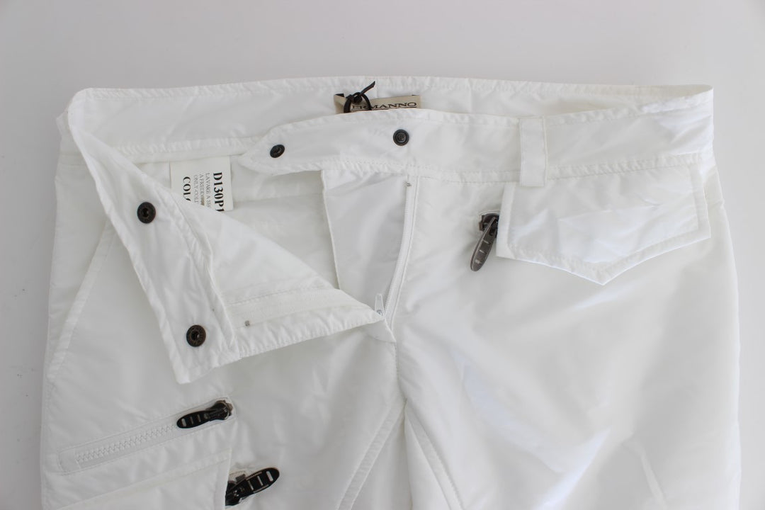 Ermanno Scervino Weiße Nylon gepolsterte Slim Fit Cargohose