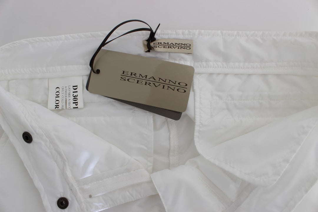Ermanno Scervino Weiße Nylon gepolsterte Slim Fit Cargohose