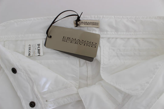Ermanno Scervino Weiße Nylon gepolsterte Slim Fit Cargohose