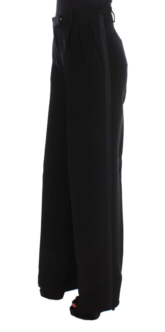 Ermanno Scervino Schwarz gestreifte Hose aus Baumwollmischung mit weiten Beinen
