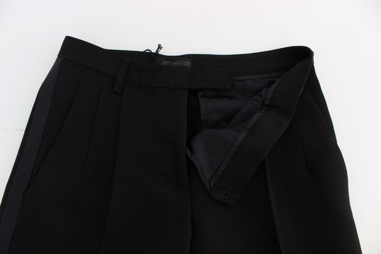 Ermanno Scervino Schwarz gestreifte Hose aus Baumwollmischung mit weiten Beinen