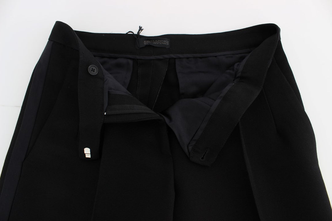 Ermanno Scervino Schwarz gestreifte Hose aus Baumwollmischung mit weiten Beinen