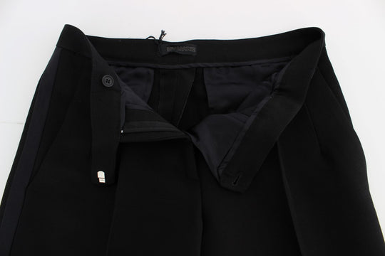 Ermanno Scervino Schwarz gestreifte Hose aus Baumwollmischung mit weiten Beinen