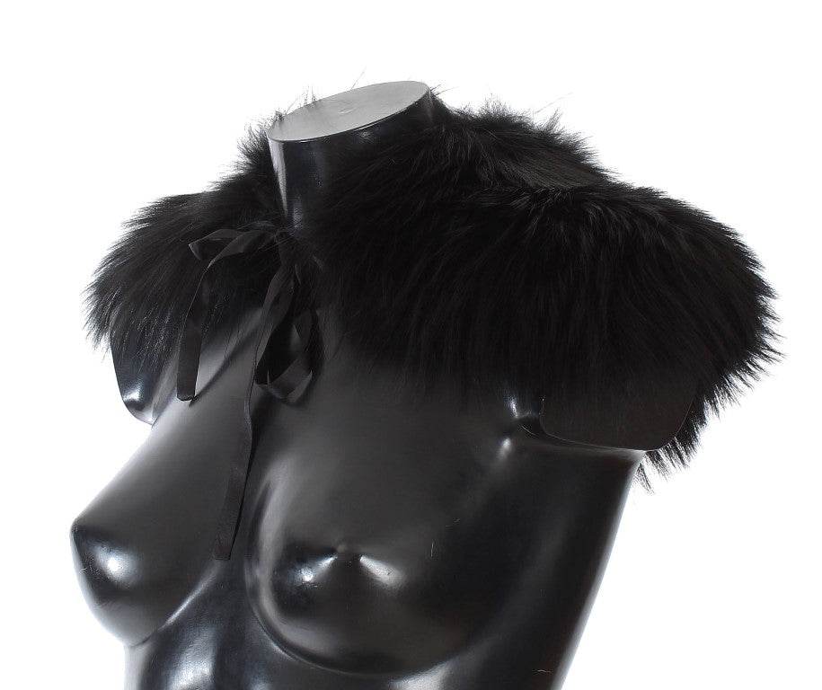 Dolce & Gabbana Schwarzer Fuchspelz Chic Shoulder Wrap - Léoré