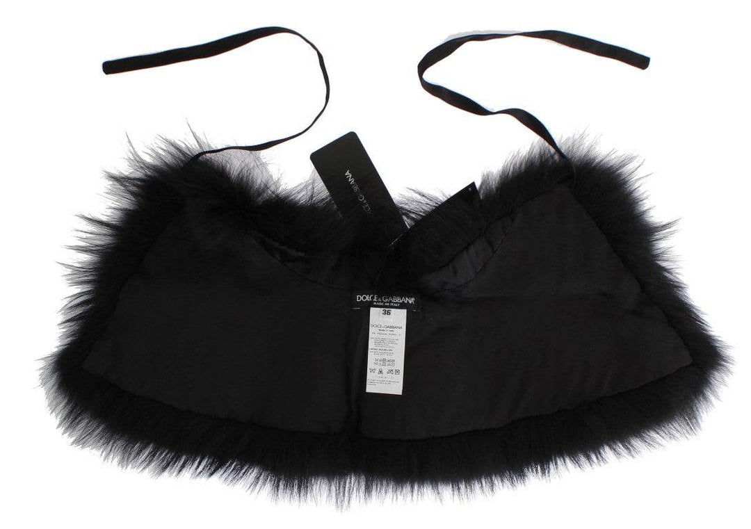 Dolce & Gabbana Schwarzer Fuchspelz Chic Shoulder Wrap - Léoré