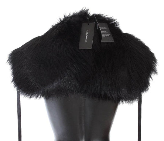 Dolce & Gabbana Elegantes Schulterband aus schwarzem Fuchsfell und Seide - Léoré