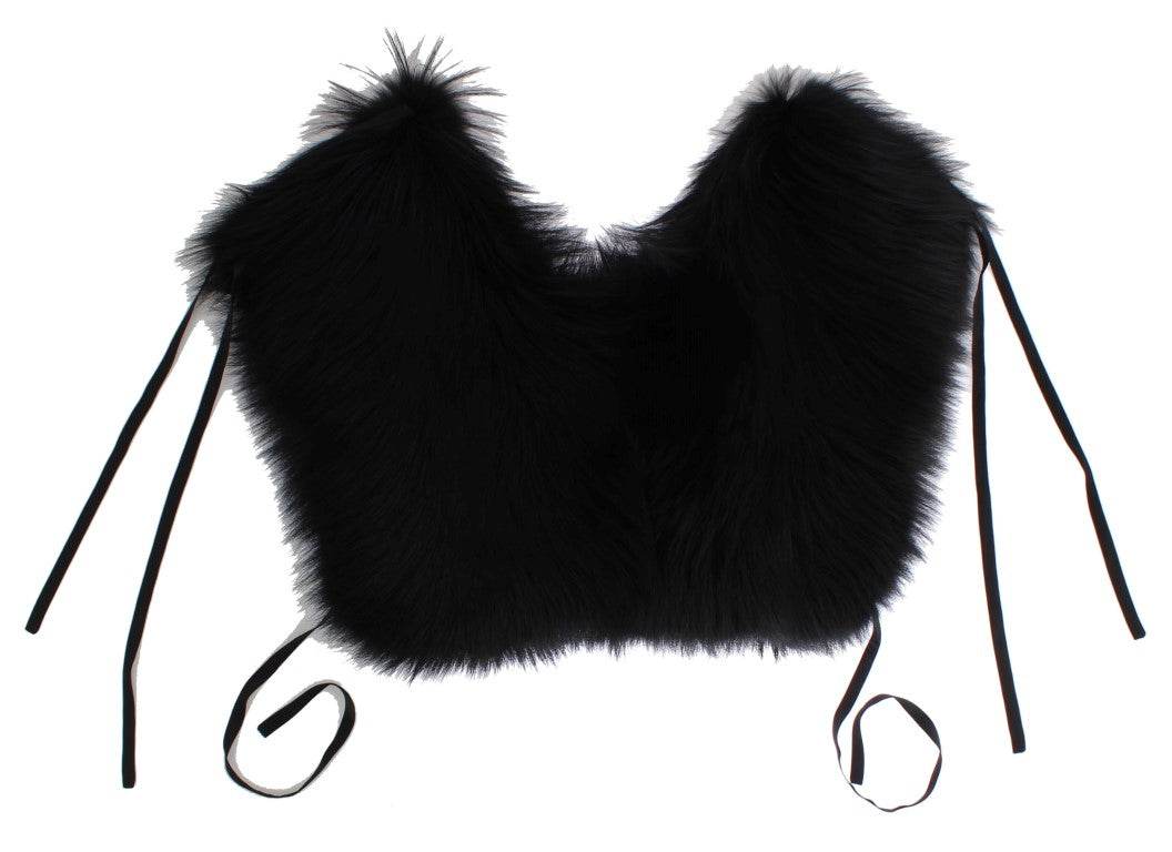 Dolce & Gabbana Elegantes Schulterband aus schwarzem Fuchsfell und Seide - Léoré