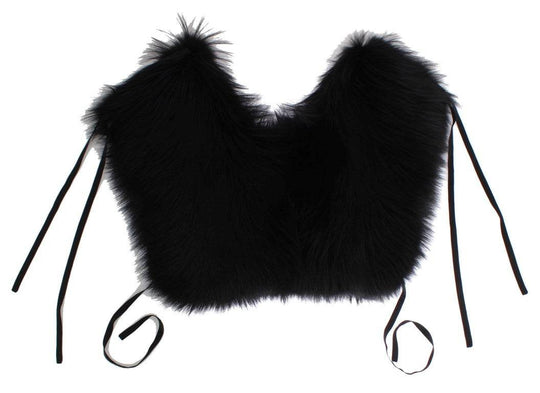 Dolce & Gabbana Elegantes Schulterband aus schwarzem Fuchsfell und Seide - Léoré