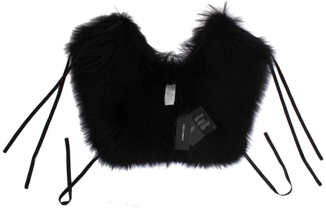 Dolce & Gabbana Elegantes Schulterband aus schwarzem Fuchsfell und Seide - Léoré
