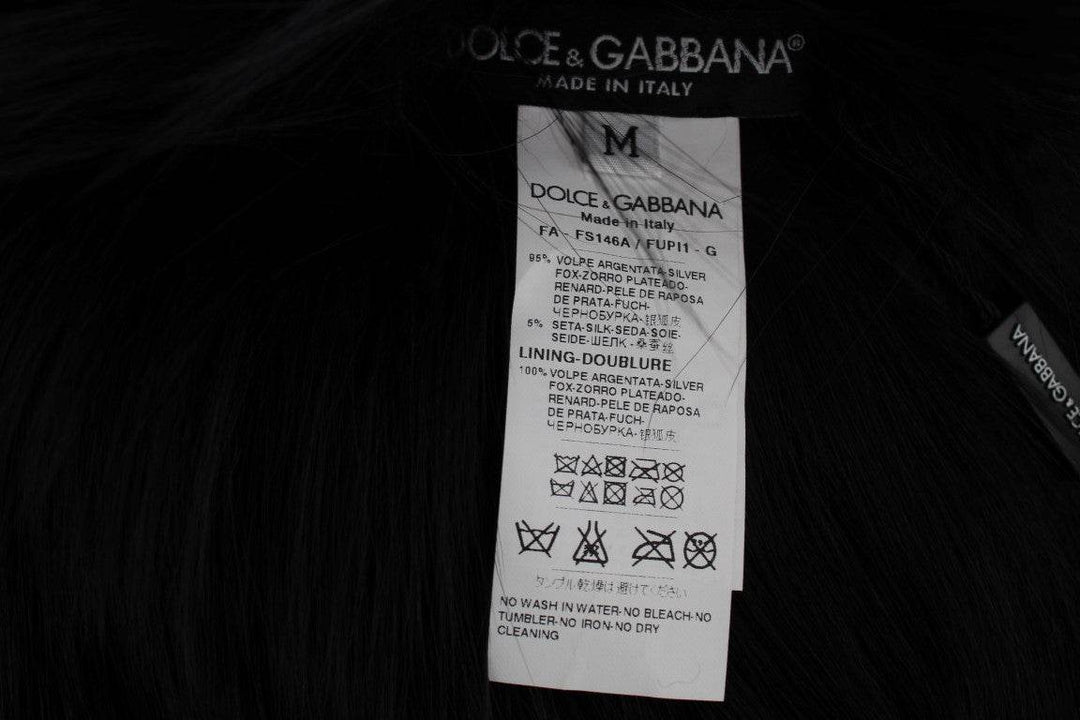 Dolce & Gabbana Elegantes Schulterband aus schwarzem Fuchsfell und Seide - Léoré