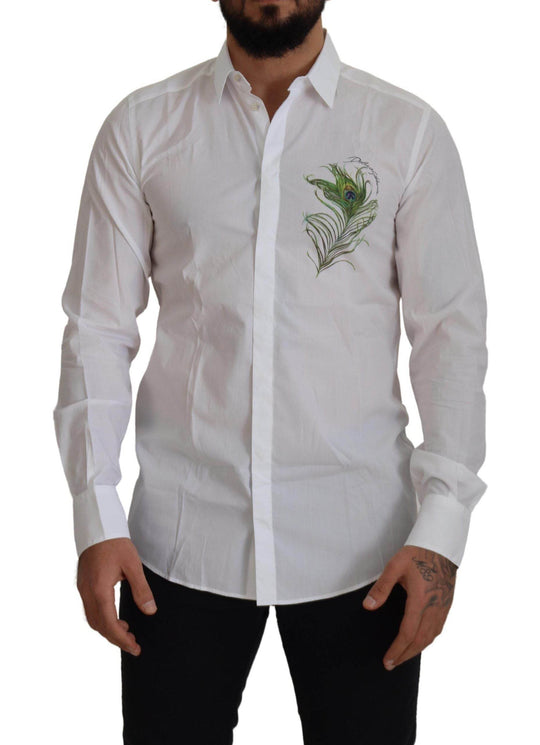 Dolce & Gabbana Elegantes weißes Pfauenfeder-Hemd - Léoré