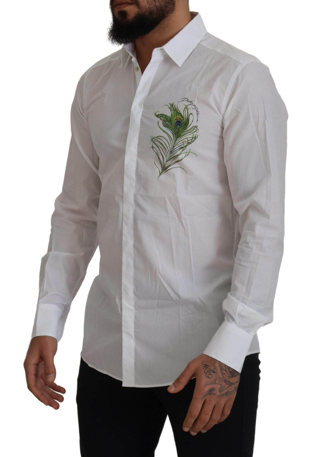 Dolce & Gabbana Elegantes weißes Pfauenfeder-Hemd - Léoré