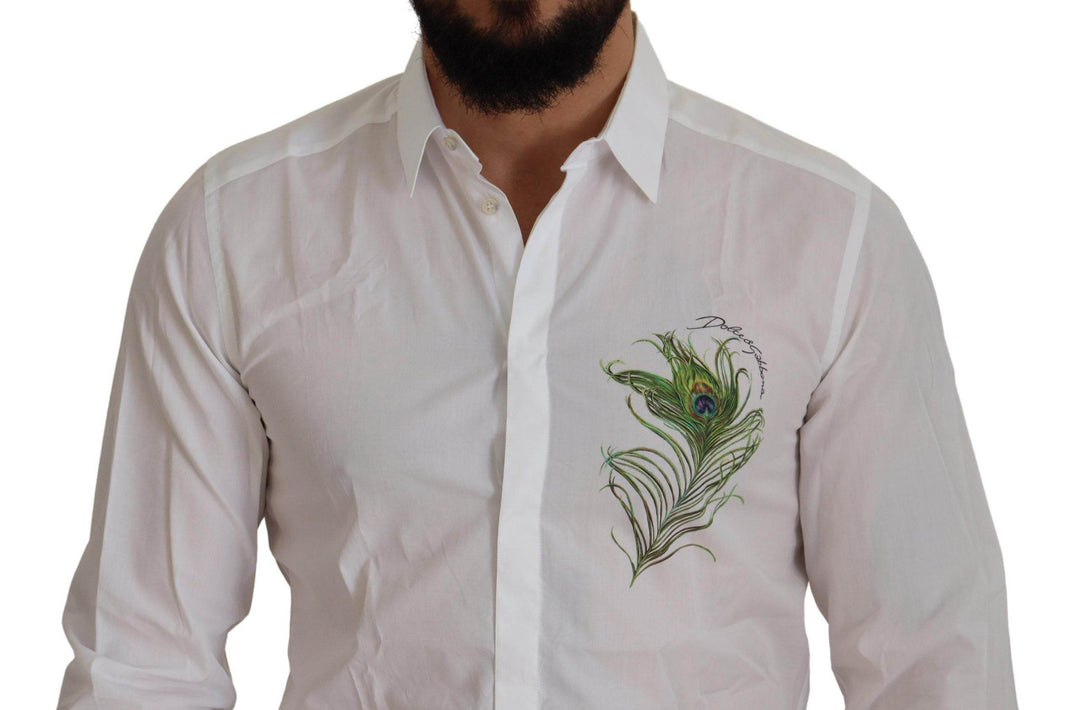 Dolce & Gabbana Elegantes weißes Pfauenfeder-Hemd - Léoré