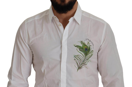 Dolce & Gabbana Elegantes weißes Pfauenfeder-Hemd - Léoré