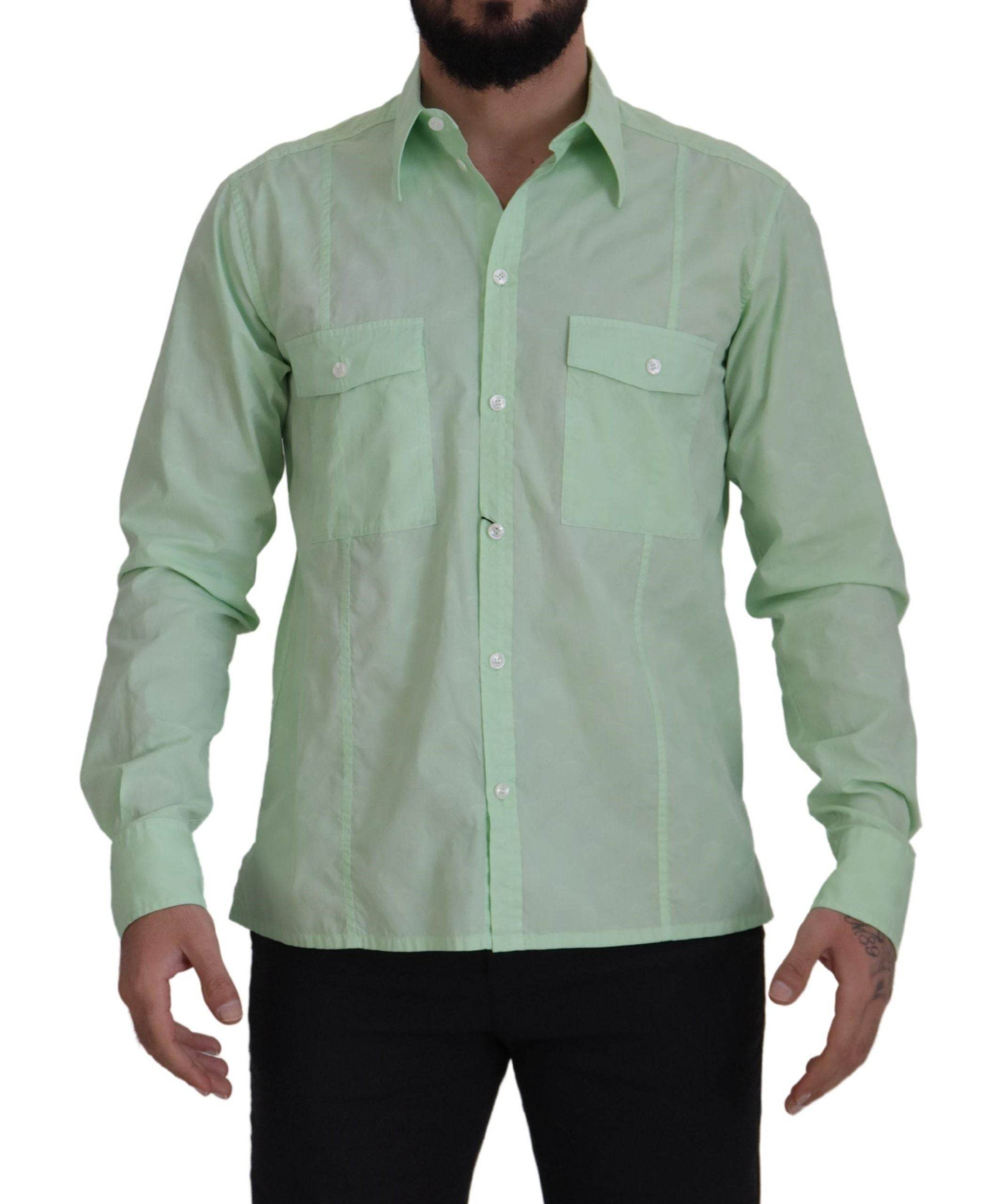 Dolce & Gabbana Mintgrünes, schmal geschnittenes, lässiges Button-Down-Hemd - Léoré