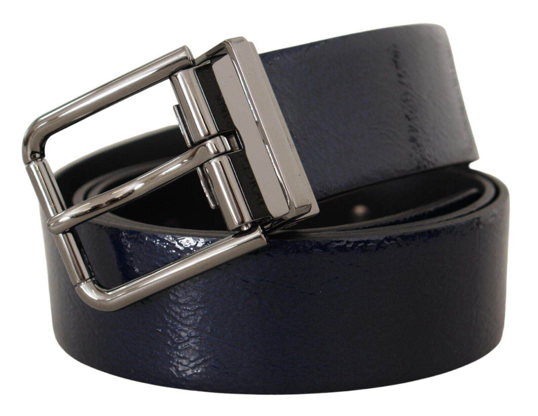 Dolce & Gabbana Eleganter blauer Ledergürtel mit silberner Schnalle - Léoré