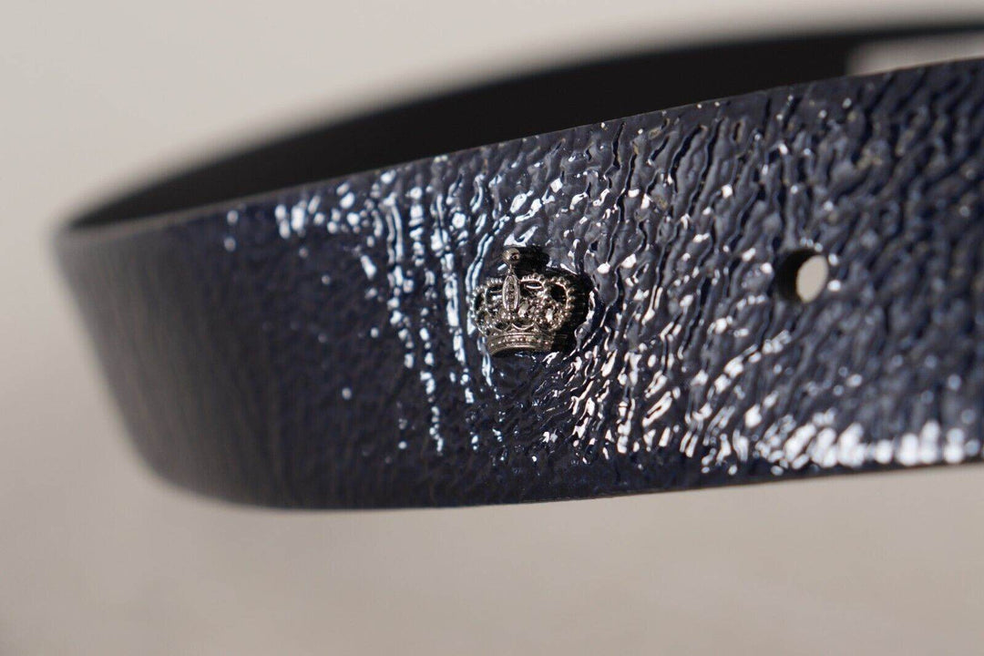 Dolce & Gabbana Eleganter blauer Ledergürtel mit silberner Schnalle - Léoré
