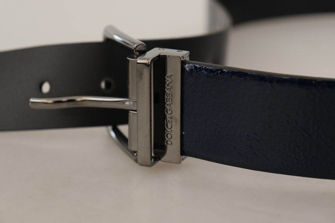 Dolce & Gabbana Eleganter blauer Ledergürtel mit silberner Schnalle - Léoré