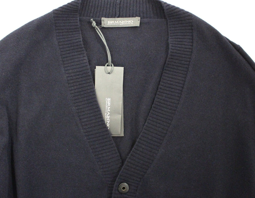 Ermanno Scervino Blaue Woll-Kaschmir-Strickjacke Pullover