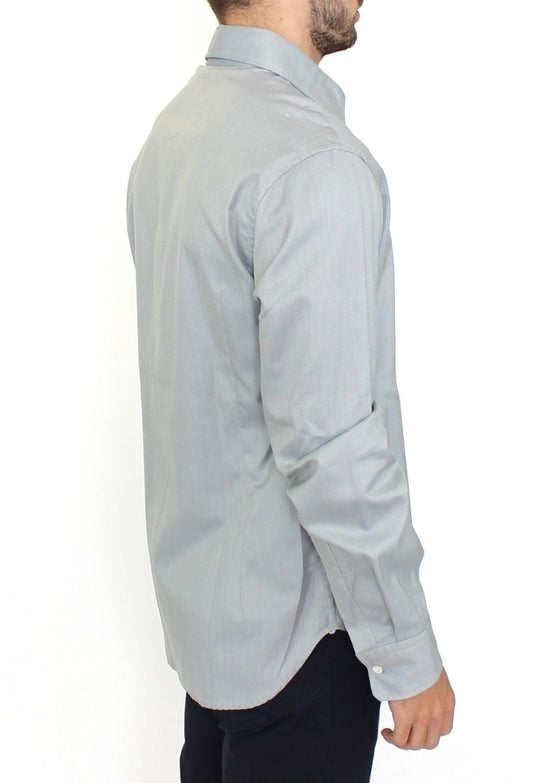 Ermanno Scervino Graues Langarmhemd aus Baumwolle Casual Top