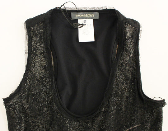 Ermanno Scervino Schwarzes mit Spitze gefüttertes Stretch-Minikleid