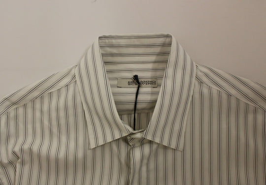 Ermanno Scervino Weiß-schwarz gestreiftes Regular Fit Freizeithemd