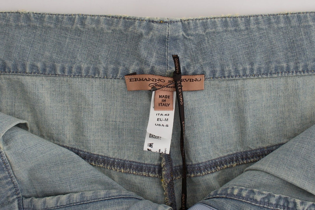 Ermanno Scervino Beachwear Blau Denim City Casual Kleid Shorts