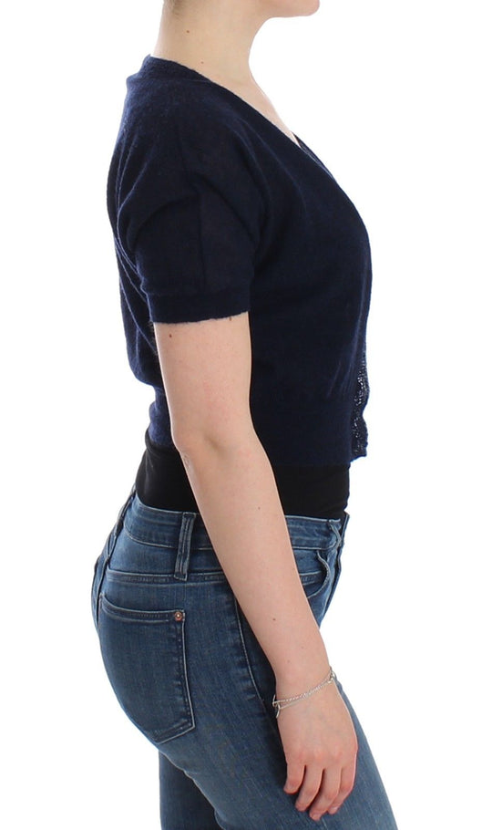 Ermanno Scervino Blauer Wollpullover Cardigan stricken