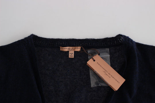 Ermanno Scervino Blauer Wollpullover Cardigan stricken