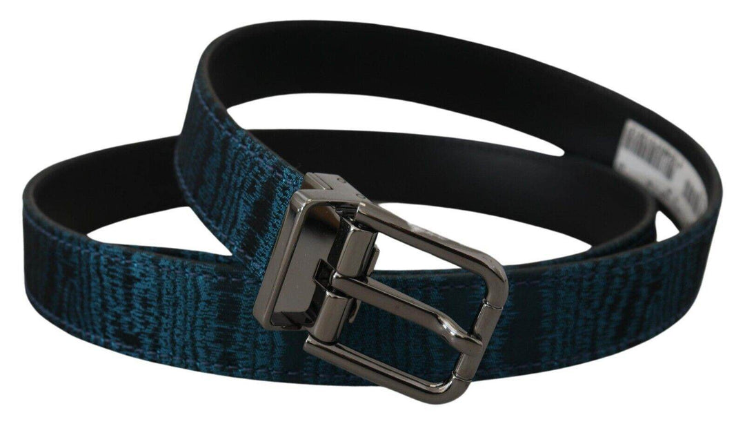 Dolce & Gabbana Eleganter blauer Jacquard-Designergürtel - Léoré