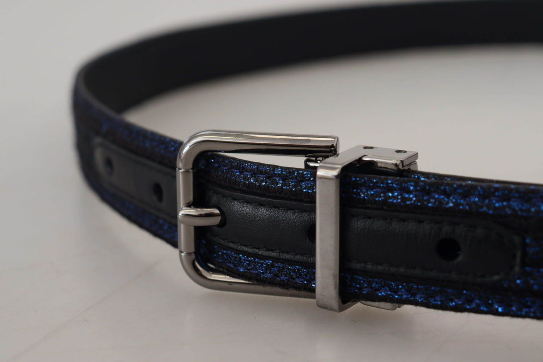 Dolce & Gabbana Eleganter blauer Jacquard-Ledergürtel - Léoré
