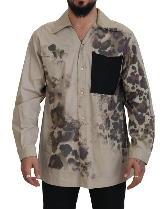 Dolce & Gabbana Beigefarbenes Button-Down-Hemd aus Baumwolle - Léoré