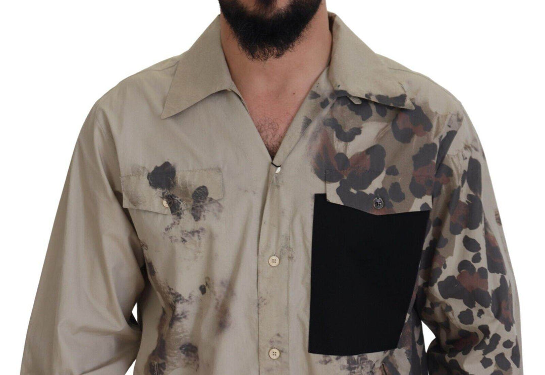 Dolce & Gabbana Beigefarbenes Button-Down-Hemd aus Baumwolle - Léoré