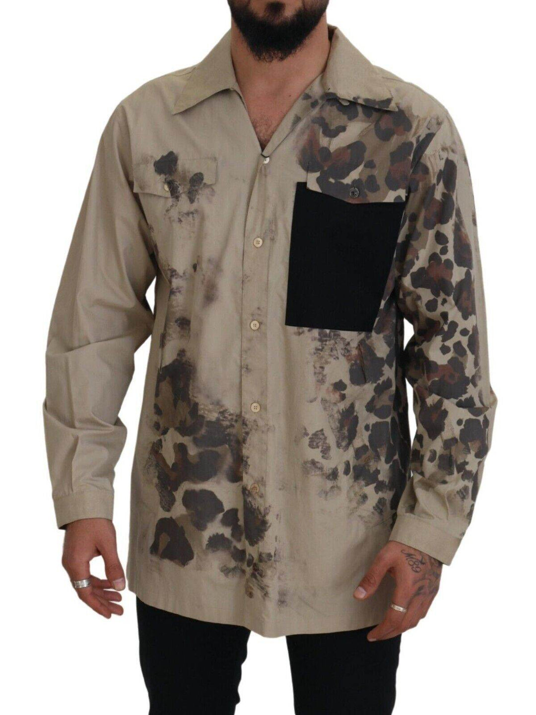 Dolce & Gabbana Beigefarbenes Button-Down-Hemd aus Baumwolle - Léoré