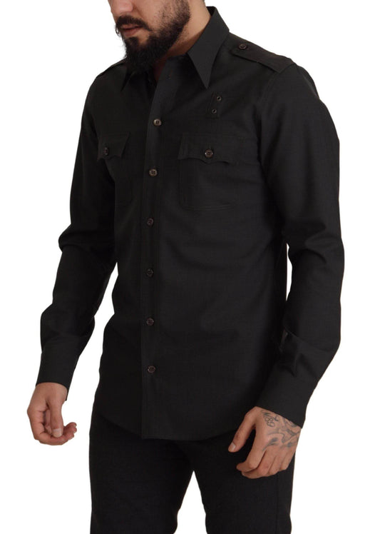 Dolce & Gabbana Elegantes Slim Fit Hemd aus dunkelgrüner Baumwolle - Léoré