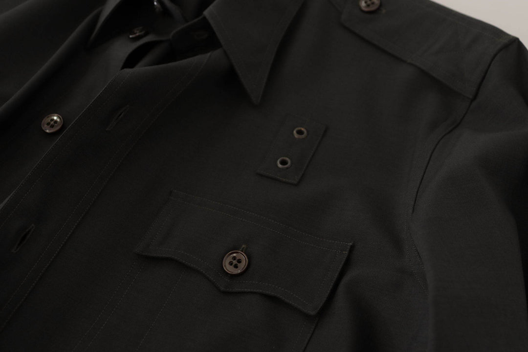 Dolce & Gabbana Elegantes Slim Fit Hemd aus dunkelgrüner Baumwolle - Léoré