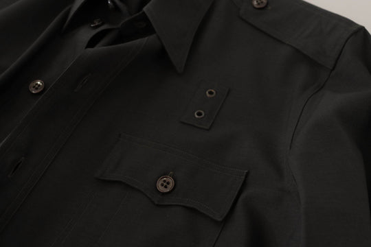 Dolce & Gabbana Elegantes Slim Fit Hemd aus dunkelgrüner Baumwolle - Léoré