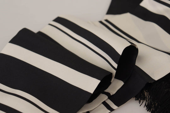 Dolce & Gabbana Eleganter Seidenschal für Herren - klassisch schwarz gestreift - Léoré